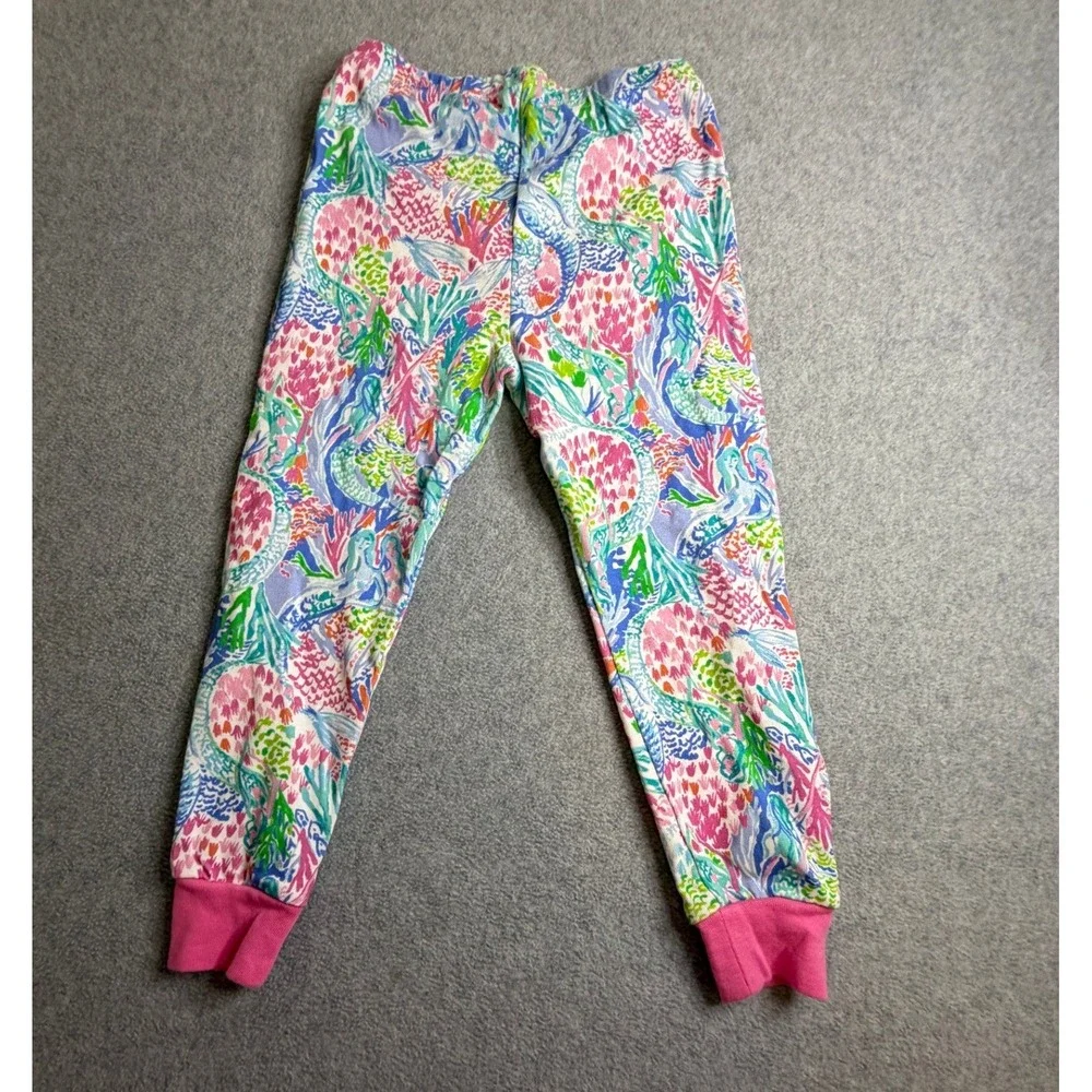 Lilly Pulitzer Pottery Barn Kids Mermaid Pajama Set Pink Blue Girls Size 4